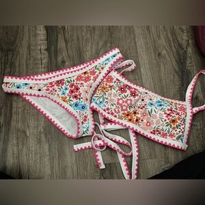 SHEIN Floral Bikini Set - Pink and White